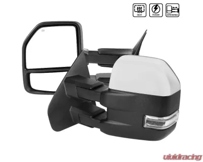 Spec-D Chrome Towing Mirrors w/ LED Turn Signal & Puddle Lights (Clear Lens) Ford 1997-2014 - RMX-F15007F4H-P-FS