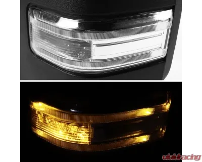 Spec-D Chrome Towing Mirrors w/ LED Turn Signal & Puddle Lights (Clear Lens) Ford 1997-2014 - RMX-F15007F4H-P-FS