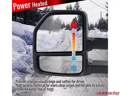 Spec-D Chrome Towing Mirrors w/ LED Turn Signal & Puddle Lights (Clear Lens) Ford 1997-2014 - RMX-F15007F4H-P-FS