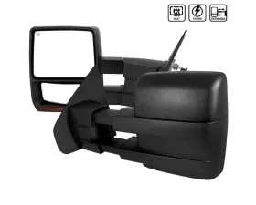 Spec-D Black Tow Mirrors w/ LED Turn Signals Lights (Amber Lens) Ford F-150 | 250 1997-2014