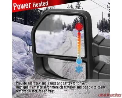 Spec-D Power Adjustable, Heated, & Manual Extendable Towing Mirrors w/ Smoked Lens LED Turn Signal, Clearance, Puddle, & Auxiliary Lights Ford F-150 2015-2020 - RMX-F15015F4GH-P-FS