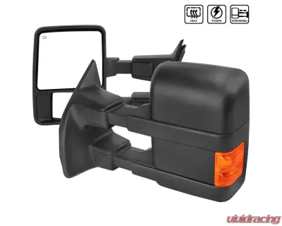 Spec-D Heated Towing Mirrors w/ LED Turn Signal Lights (Amber Lens) Ford F-Series 1999-2016 - RMX-F25008LEDH-P-FS