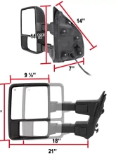 Spec-D Heated Towing Mirrors w/ LED Turn Signal Lights (Amber Lens) Ford F-Series 1999-2016                                     - RMX-F25008LEDH-P-FS - Image 3
