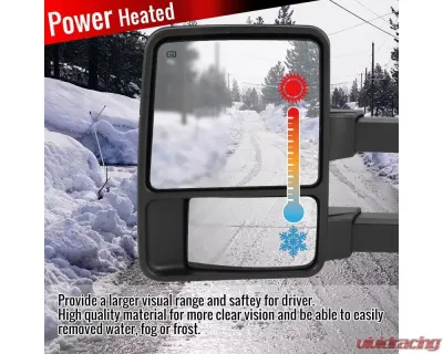 Spec-D Heated Towing Mirrors w/ LED Turn Signal Lights (Amber Lens) Ford F-Series 1999-2016 - RMX-F25008LEDH-P-FS