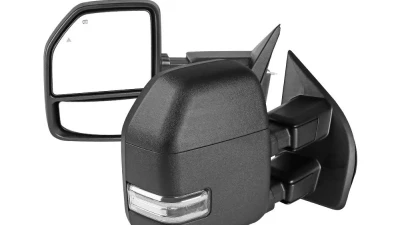 Spec-D Power Adjustable, Heated, & Manual Extendable Towing Mirrors w/ LED Turn Signal, Clearance, & Auxiliary Lights Ford F-Series 2017-2019                                     - RMX-F25017F1-SQ-FS - Image 5