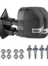 Spec-D Power Adjustable, Heated, & Manual Extendable Towing Mirrors w/ LED Turn Signal, Clearance, & Auxiliary Lights Ford F-Series 2017-2019                                     - RMX-F25017F1-SQ-FS - Image 4