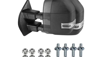 Spec-D Power Adjustable, Heated, & Manual Extendable Towing Mirrors w/ LED Turn Signal, Clearance, & Auxiliary Lights Ford F-Series 2017-2019                                     - RMX-F25017F1-SQ-FS - Image 4