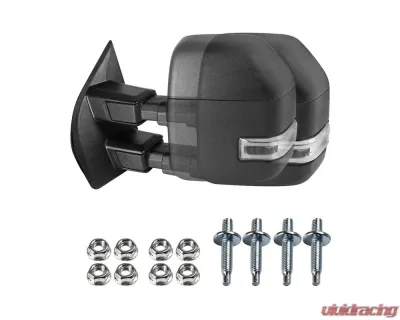 Spec-D Power Adjustable, Heated, & Manual Extendable Towing Mirrors w/ LED Turn Signal, Clearance, & Auxiliary Lights Ford F-Series 2017-2019 - RMX-F25017F1-SQ-FS