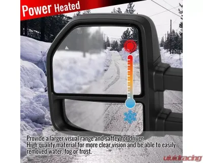 Spec-D Black Towing Mirrors w/ LED Turn Signal Lights (Clear Lens) Ford F-Series 2017-2019 - RMX-F25017F1H-P-FS