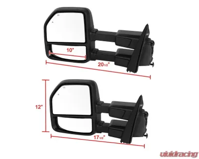 Spec-D Black Towing Mirrors w/ LED Turn Signal Lights (Clear Lens) Ford F-Series 2017-2019 - RMX-F25017F1H-P-FS