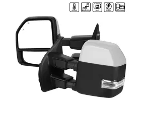 Spec-D Chrome Towing Mirrors w/ LED Turn Signal Lights (Clear Lens) Ford F-Series 2017-2019