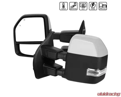 Spec-D Chrome Towing Mirrors w/ LED Turn Signal Lights (Clear Lens) Ford F-Series 2017-2019 - RMX-F25017F2H-P-FS