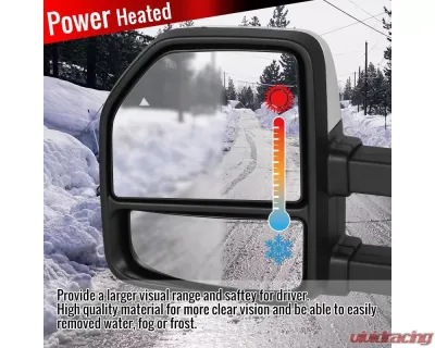 Spec-D Chrome Towing Mirrors w/ LED Turn Signal Lights (Clear Lens) Ford F-Series 2017-2019 - RMX-F25017F2H-P-FS