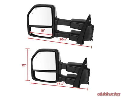 Spec-D Chrome Towing Mirrors w/ LED Turn Signal Lights (Clear Lens) Ford F-Series 2017-2019 - RMX-F25017F2H-P-FS