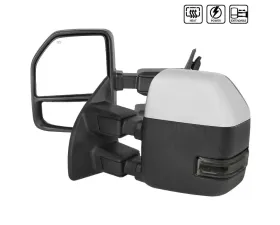 Spec-D Chrome Towing Mirrors w/ LED Turn Signal Lights (Smoke Lens) Ford F-Series 1999-2016