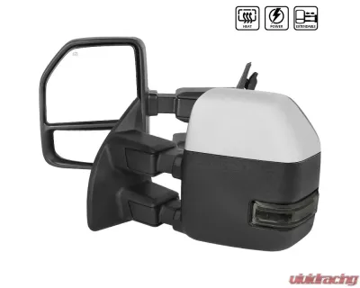 Spec-D Chrome Towing Mirrors w/ LED Turn Signal Lights (Smoke Lens) Ford F-Series 1999-2016 - RMX-F25099F2GH-P-FS