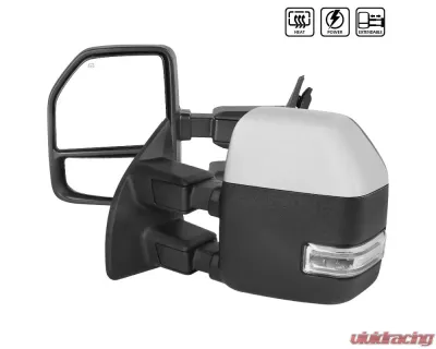 Spec-D Chrome Towing Mirrors w/ LED Turn Signal Lights (Clear Lens) Ford F-Series 1999-2016 - RMX-F25099F2H-P-FS