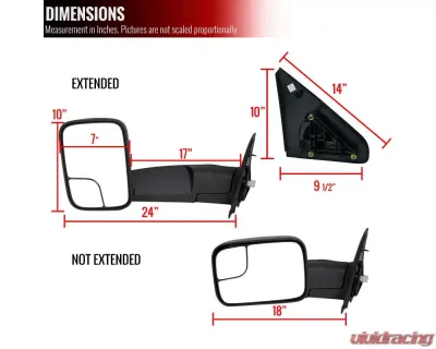 Spec-D Manual Adjustable & Foldable Towing Mirrors Dodge RAM 2002-2009 - RMX-RAM02-M-FS