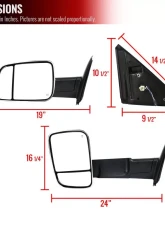Spec-D Chrome Towing Mirrors w/ LED Turn Signal & Puddle Lights Dodge RAM 2002-2009                                     - RMX-RAM02HP-G2-FS - Image 8