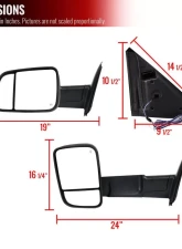 Spec-D Manual Adjustable & Foldable Side Mirrors w/ LED Turn Signal & Puddle Lights Dodge RAM 2002-2009                                     - RMX-RAM02M-G1-FS - Image 9