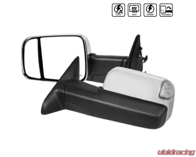 Spec-D Chrome Towing Mirrors w/ LED Turn Signal (Clear Lens) Dodge RAM 1500 2009-2012 - RMX-RAM09CR-AT-FS