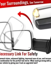 Spec-D Chrome Towing Mirrors w/ LED Turn Signal (Clear Lens) Dodge RAM 1500 2009-2012                                     - RMX-RAM09CR-AT-FS - Image 3