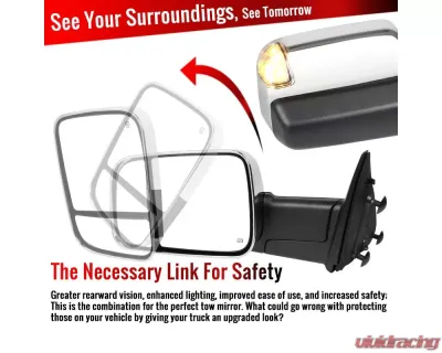 Spec-D Chrome Towing Mirrors w/ LED Turn Signal (Clear Lens) Dodge RAM 1500 2009-2012 - RMX-RAM09CR-AT-FS