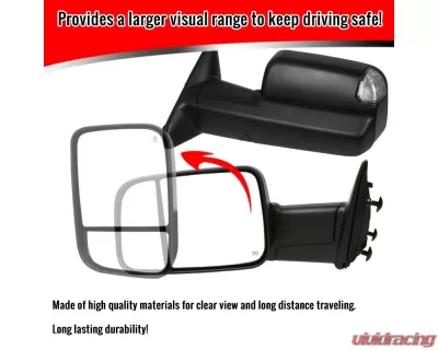 Spec-D Power Adjustable, Heated, & Manual Extendable Towing Mirrors w/ Clear Lens LED Turn Signal & Puddle Lights Dodge Ram 1500 2009-2012 - RMX-RAM09LED15H-P-FS