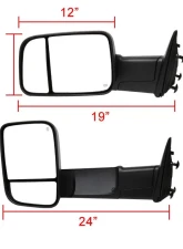 Spec-D Power Adjustable, Heated, & Manual Extendable Towing Mirrors w/ Clear Lens LED Turn Signal & Puddle Lights Dodge Ram 1500 2009-2012                                     - RMX-RAM09LED15H-P-FS - Image 7