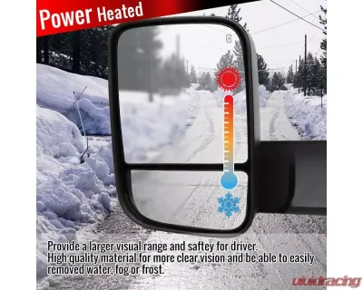 Spec-D Power Adjustable, Heated, & Manual Extendable Towing Mirrors w/ Clear Lens LED Turn Signal & Puddle Lights Dodge Ram 1500 2009-2012 - RMX-RAM09LED15H-P-FS