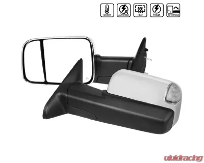 Spec-D Chrome Towing Mirrors w/ LED Turn Signal Lights Dodge RAM 2013-2017 - RMX-RAM13CHP-AT-FS