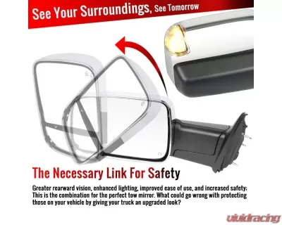 Spec-D Chrome Towing Mirrors w/ LED Turn Signal Lights Dodge RAM 2013-2017 - RMX-RAM13CHP-AT-FS