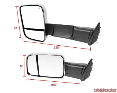 Spec-D Chrome Towing Mirrors w/ LED Turn Signal Lights Dodge RAM 2013-2017 - RMX-RAM13CHP-AT-FS