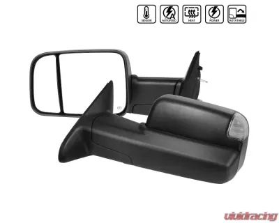 Spec-D Black Side Mirrors w/ LED Turn Signal Lights Dodge RAM 2013-2017 - RMX-RAM13HP-AT-FS