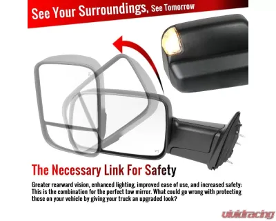Spec-D Black Side Mirrors w/ LED Turn Signal Lights Dodge RAM 2013-2017 - RMX-RAM13HP-AT-FS