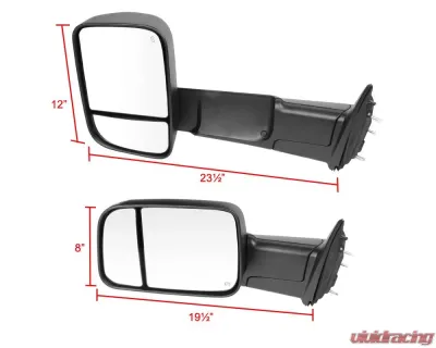 Spec-D Black Side Mirrors w/ LED Turn Signal Lights Dodge RAM 2013-2017 - RMX-RAM13HP-AT-FS