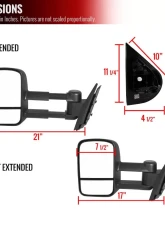 Spec-D Manual Adjustable & Extendable Black Towing Mirrors Chevrolet | GMC 2007-2014                                     - RMX-SIV07-M-FS - Image 8