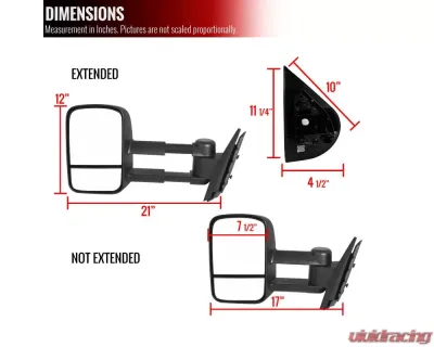 Spec-D Manual Adjustable & Extendable Black Towing Mirrors Chevrolet | GMC 2007-2014 - RMX-SIV07-M-FS