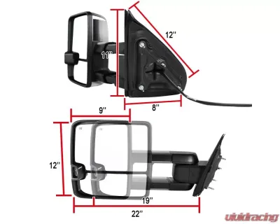 Spec-D Power Adjustable, Folding, Heated, & Manual Extendable Towing Mirrors w/ Smoked Lens LED Turn Signal & Clearance Lights Chevrolet Silverado | GMC Sierra 2014-2018 - RMX-SIV14G2G-AT-FS