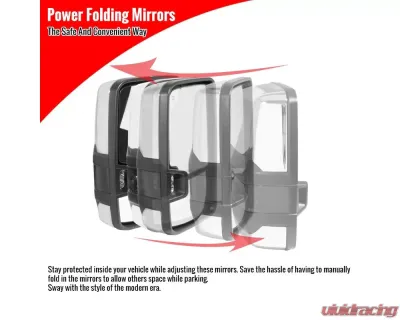 Spec-D Power Adjustable, Folding, Heated, & Manual Extendable Towing Mirrors w/ Smoked Lens LED Turn Signal & Clearance Lights Chevrolet Silverado | GMC Sierra 2014-2018 - RMX-SIV14G2G-AT-FS
