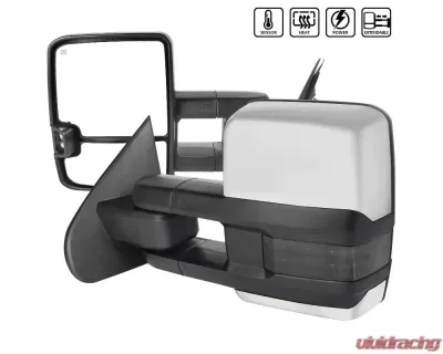 Spec-D Chrome Towing Mirrors w/ LED Turn Signal Lights (Smoke Lens) Chevrolet | GMC 2014-2016 - RMX-SIV14G2GHP-TS-FS