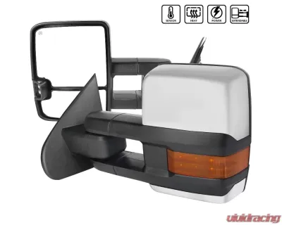 Spec-D Chrome Towing Mirrors w/ Turn Signal Lights (Amber Lens) Chevrolet | GMC 2014-2016 - RMX-SIV14G2HP-TS-FS