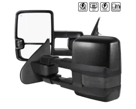 Spec-D Black Towing Mirrors w/ LED Turn Signal Lights (Smoke Lens) Chevrolet | GMC 2014-2018