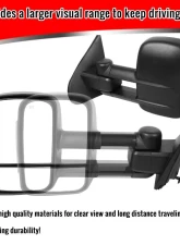 Spec-D Power Heated Manual Extendable Towing Mirrors w/ Smoked Lens LED Turn Signal Lights Chevrolet Silverado | GMC Sierra 2014-2018                                     - RMX-SIV14GLEDH-P-FS - Image 3