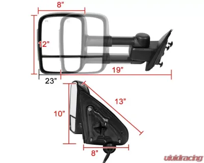 Spec-D Power Heated Manual Extendable Towing Mirrors w/ Smoked Lens LED Turn Signal Lights Chevrolet Silverado | GMC Sierra 2014-2018 - RMX-SIV14GLEDH-P-FS