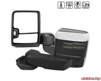 Spec-D Chrome Towing Mirrors w/ LED Turn Signal Lights (Smoke Lens) Chevrolet Silverado 1500 2019-2022 - RMX-SIV1915G2GHP-FS
