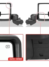 Spec-D Black Towing Mirrors w/ LED Turn Signal Lights (Smoke Lens) Chevrolet Silverado 1500 2019-2022                                     - RMX-SIV1915G3GHP-FS - Image 4
