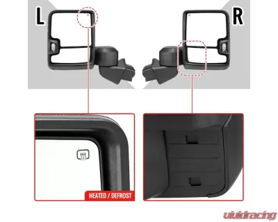 Spec-D Black Towing Mirrors w/ LED Turn Signal Lights (Smoke Lens) Chevrolet Silverado 1500 2019-2022 - RMX-SIV1915G3GHP-FS