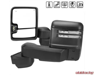 Spec-D Black Towing Mirrors w/ LED Turn Signal Lights (Clear Lens) Chevrolet | GMC 2020-2022 - RMX-SIV2025G3HP-FS