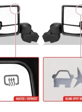 Spec-D Black Towing Mirrors w/ LED Turn Signal Lights (Clear Lens) Chevrolet | GMC 2020-2022                                     - RMX-SIV2025G3HP-FS - Image 4